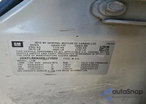 2013 GMC Terrain Sle from USA, damaged, VIN 2GKFLREK8D6177882